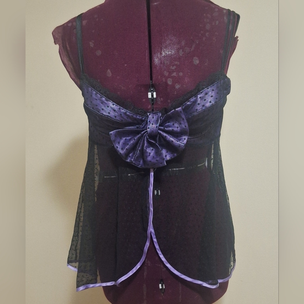 Shirley of Hollywood Black and Purple Lace Night Gown